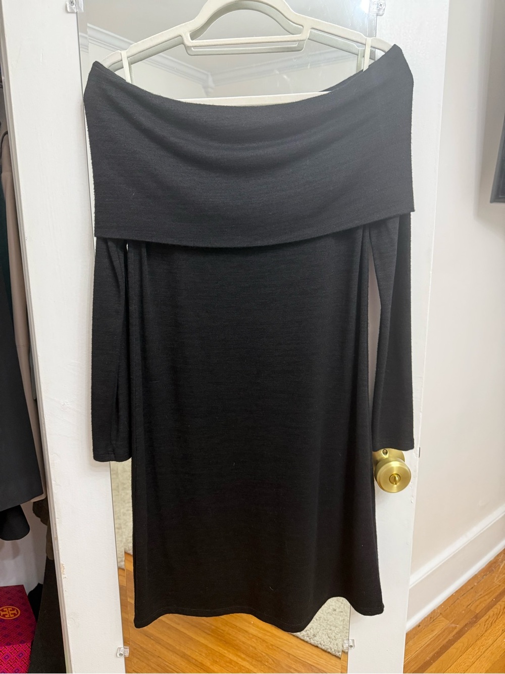 Wilfred Off-Shoulder Black Knit Dress
